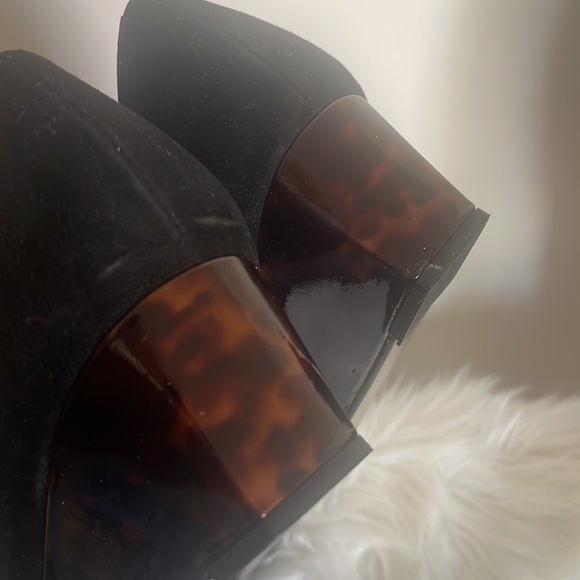 Stuart Weitzman wedge flat brown marble patent and black suede vintage Sz 9M - Picture 9 of 15